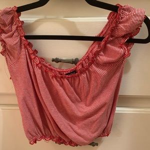 Striped off the shoulder brandy Melville top